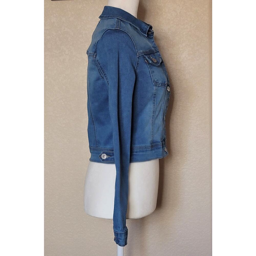 Wax Jean Y2K Denim Jean Jacket Junior Size Small Cropped Trucker Jacket EUC - Picture 2 of 12